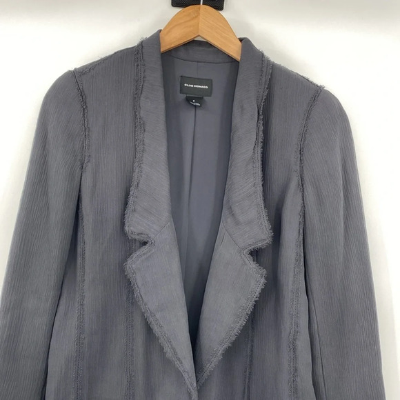Club Monaco Blazer Womens 0 Gray Silk One Button Front Business Raw Hem - Picture 7 of 12